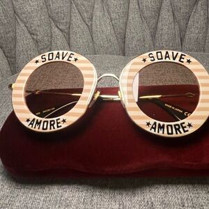 Gucci Yacht Boat Soave Amore Sunglasses Striped Round Acetate sweet Love